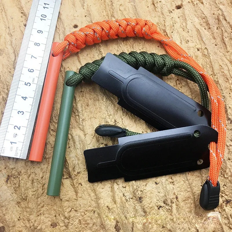 Färgad 8 80mm utomhus camping överlevnadsverktygssatser EDC Gear Fire and Survival Whistle Strong Blade 7Core Paraply Rope 240412