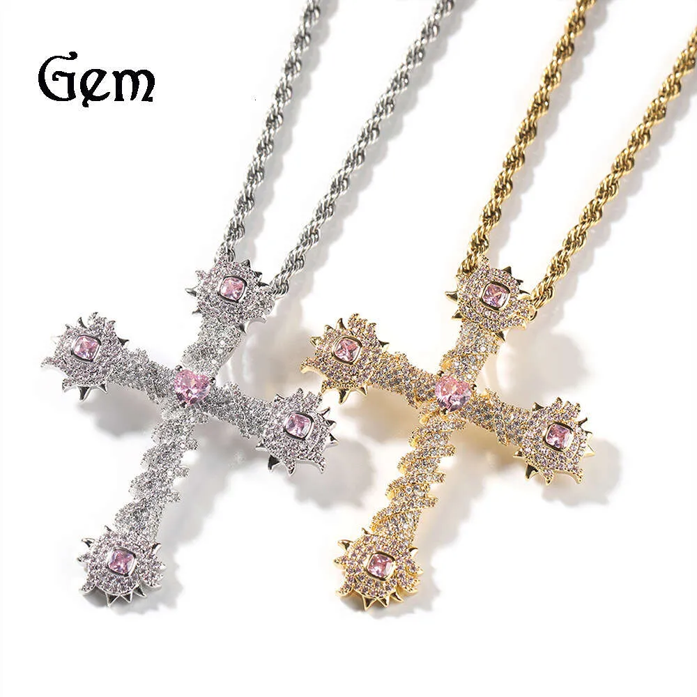 Gumeng Trendy Love Cross Cross Hip Hop Plater With Diamond for Men S Netclace Jewelry