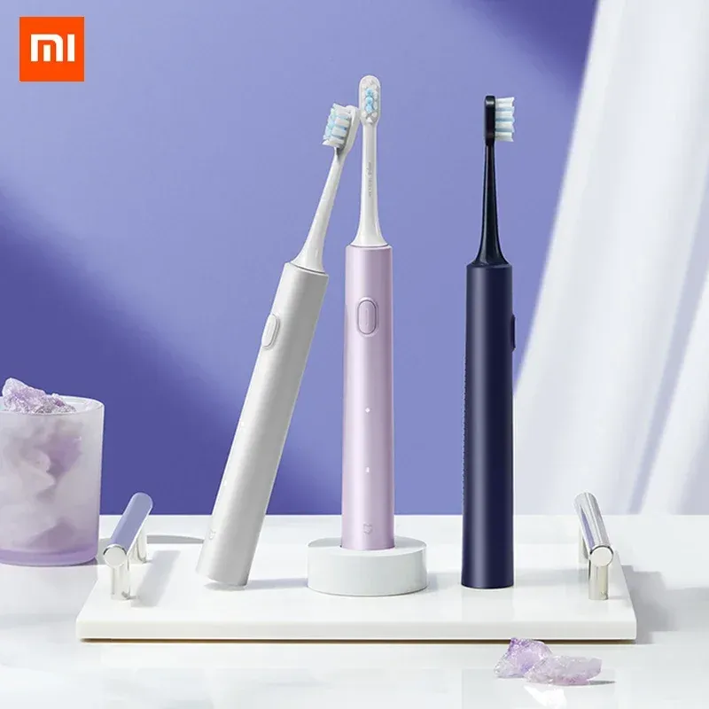 Cabeças Xiaomi Mijia Conjunto de presentes de escova de dentes elétricos T302 Kit de pincel de dentes sonoros Kit de pincel 4 escova de cabeça à prova d'água escova de dente eletrônico