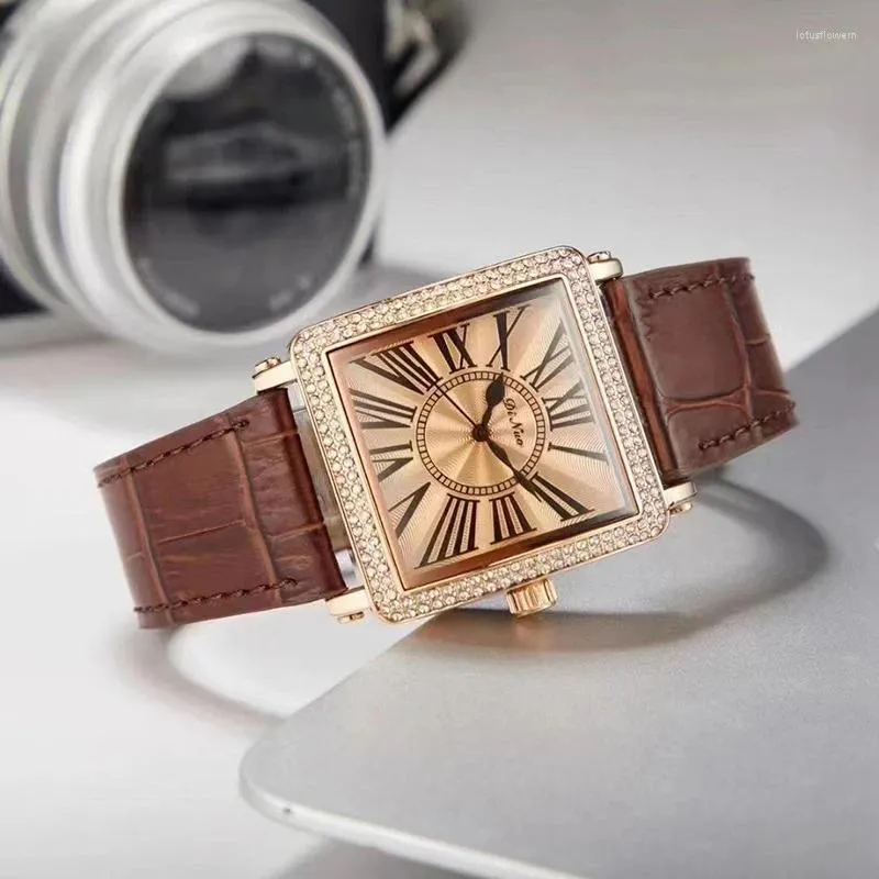 Armbanduhr Vintage Damen Square Uhren minimalistische Luxus Damen Leder lässig weibliche Quarz Relogio Feminino