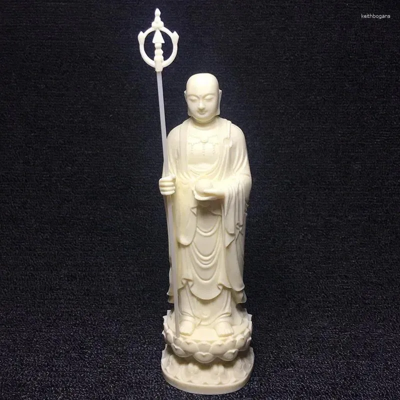 Decorative Figurines White Ksitigarbha Buddha Sculpture Ornament Resin Carved Figure Of Home Living Room Feng Shui Statue Gift