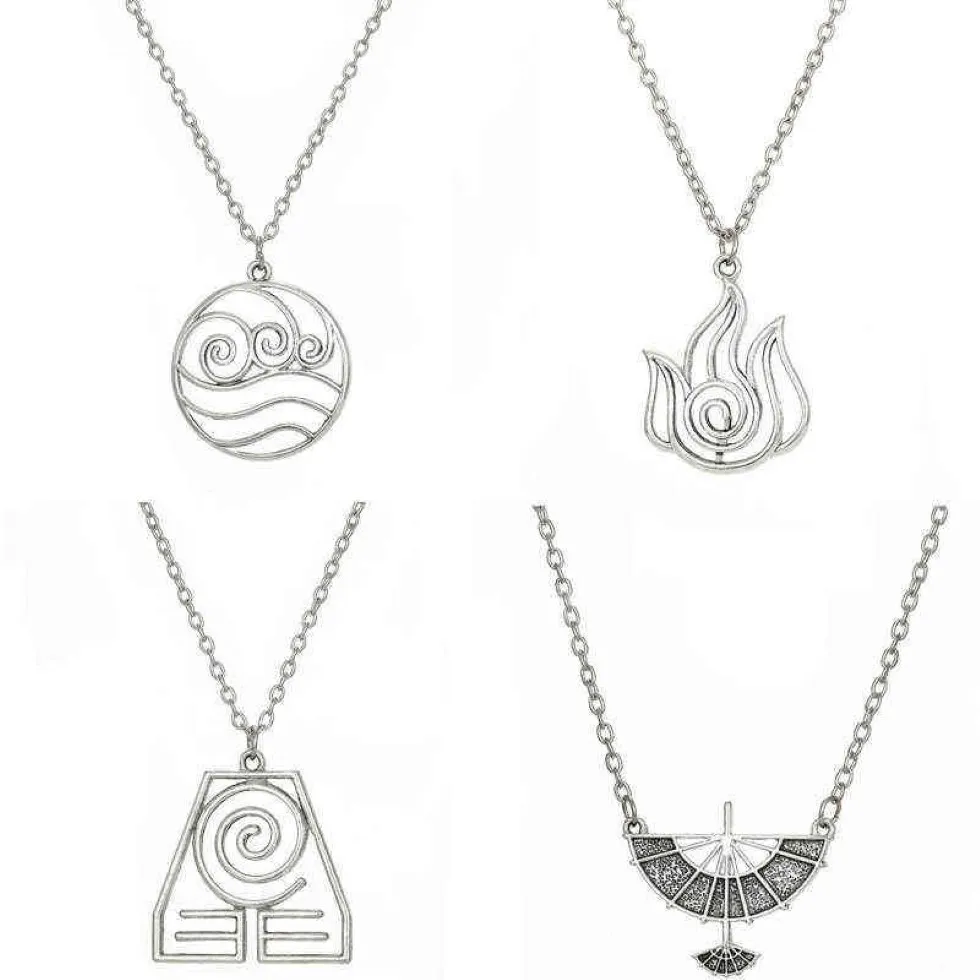 Avatar den sista Airbender Pendant -halsbandet Air Nomad Fire and Water Tribe Link Chain Halsband för män Kvinnor Högkvalitativa smycken G275V