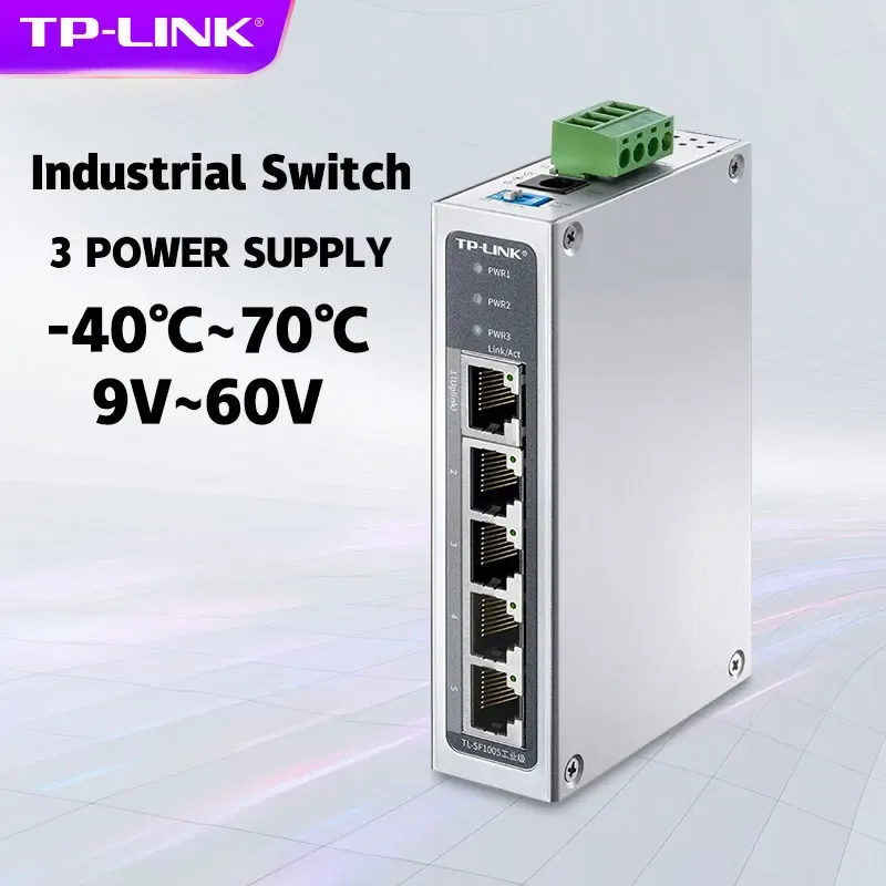 스위치 TPLINK TLSF1005 100M 이더넷 스위치 5 포트 산업 등급 이더넷 스위치 네트워크 스플리터 허브 TP 구리 합금 쉘