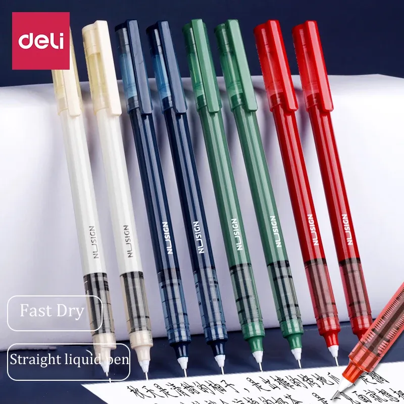 Pens 12pcs/Set Nusign Straight Liquid Gel Pen 0.5MM Black Ink Refill Neutral Stylo 1100M Writing Length For School Office Stationery