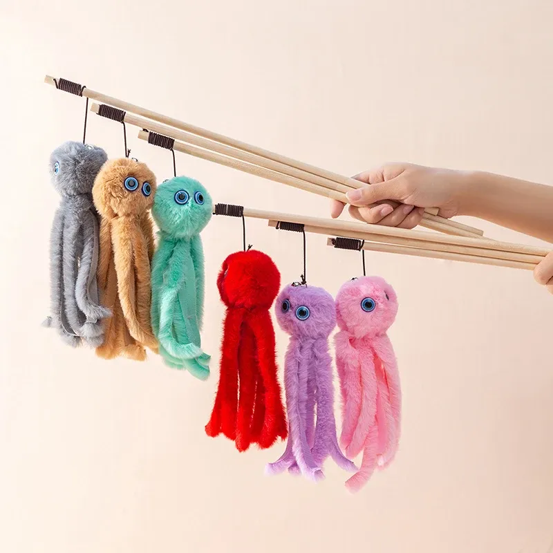 Toys komik kedi çubuğu peluş peluş evcil hayvan kedi oyuncaklar interaktif oyuncak için oyuncak teaser yavru kedi çubuk asma evcil hayvan aksesuarları