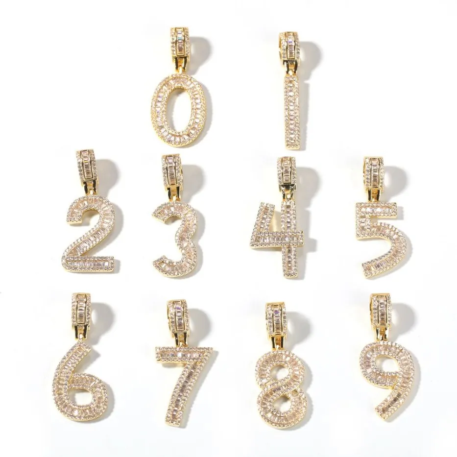Модные украшения золото заполнены 0-9 номером подвесной ожерелье Комбинированные письма CZ подвесные ожерелья циркония подарочные аксессуары 267o