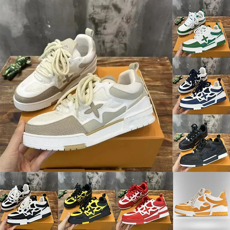 Top OG Original Low Overlays Virgil Skate V Designer Casual Shoes Luxury Womens Mens Platform Leather Trainers Calfskin White Black Green Beige Orange Red Sneakers