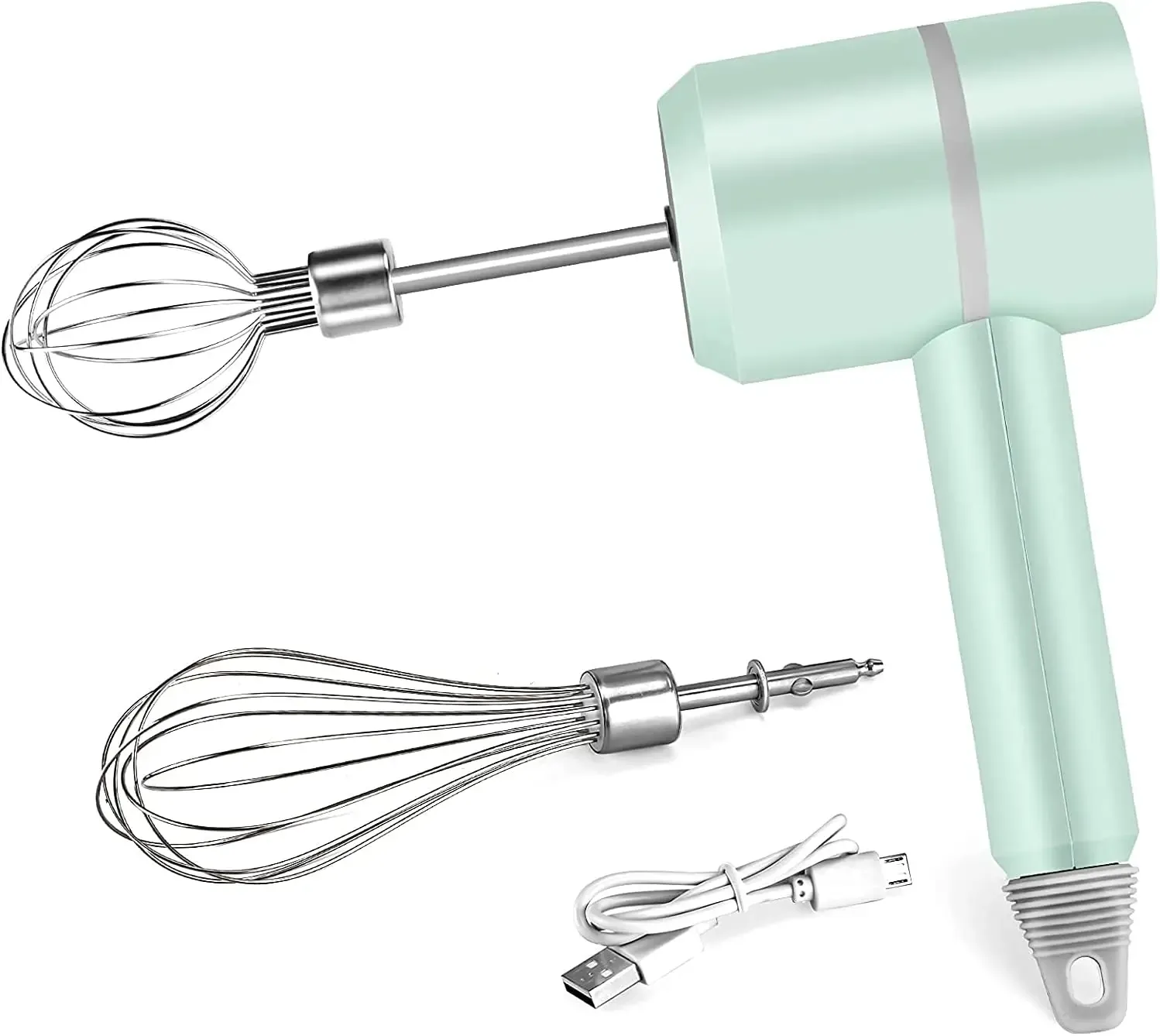 Mixer tragbarer elektrischer kabelloser Handheld -Mixer, USB -wiederaufladbarer Handmischer Edelstahl Ei Rhöchen zum Backen und Kochen
