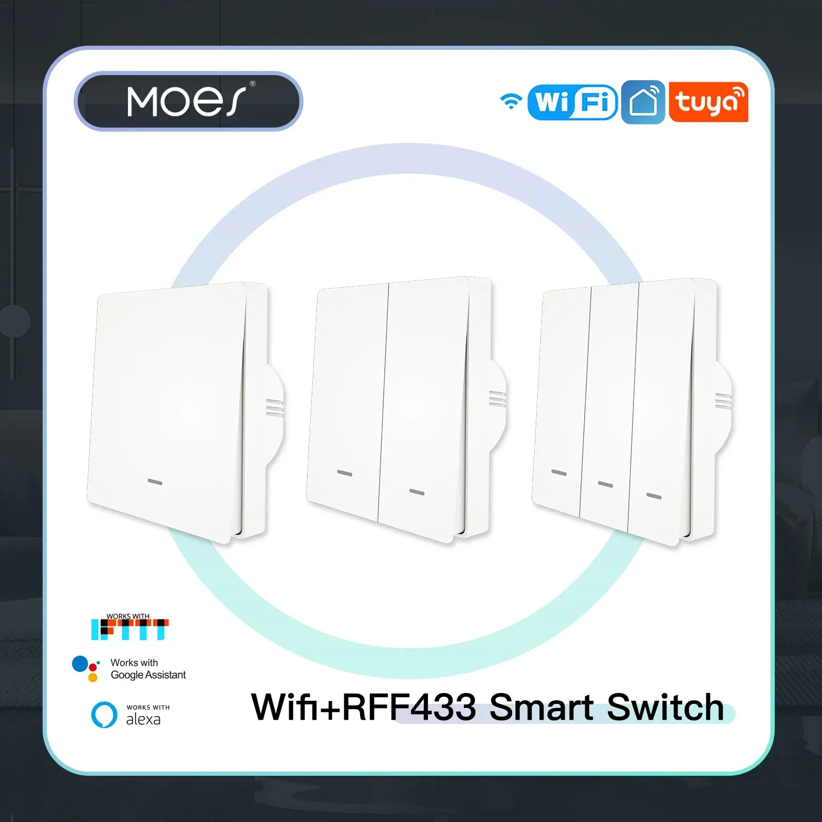 Controle Wi -Fi Smart Wall Light Switch RF433 Transmissor de botão Smart Life Tuya App Controle remoto funciona com Alexa Google Home