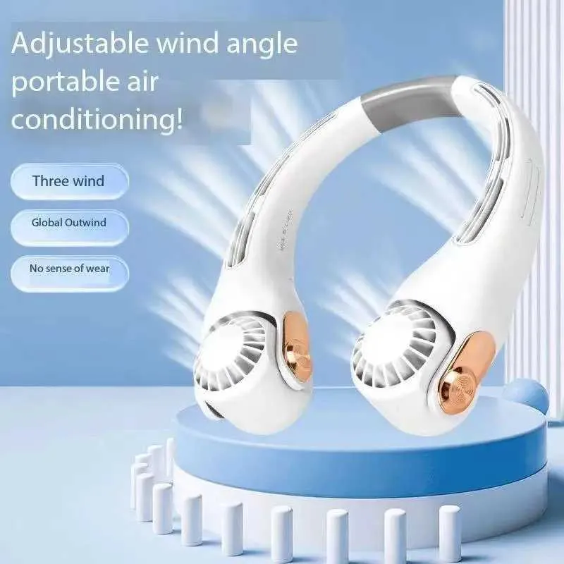 Portable Air Coolers Portable Mini Hanging Neck Fan With Bladeless Neck Belt Fan Angle Adjustable USB Charging Summer Outdoor A must-Have Artifact Y240422