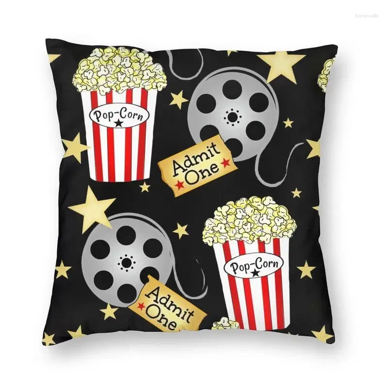 Kudde vintage VIP Movie Night Corn Cover Camera Popcorn Golvfodral för soffa cool kudde Heminredning