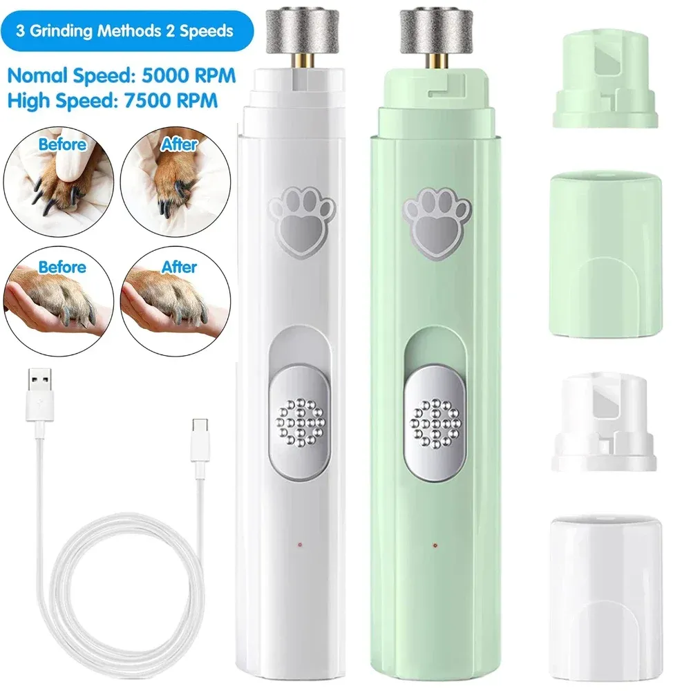 Clippers Electric Dog Nail Grinder Lownoise Pet Nail Clipper 2Speed USB oplaadbare Pet Nail Trimmers Pijnloos met polijstwiel