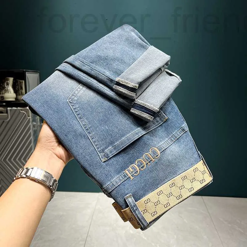 Men's Jeans designer Spring New Micro Harlan Pants Trendy Slightly Loose Small Straight leg Elastic Denim 6861