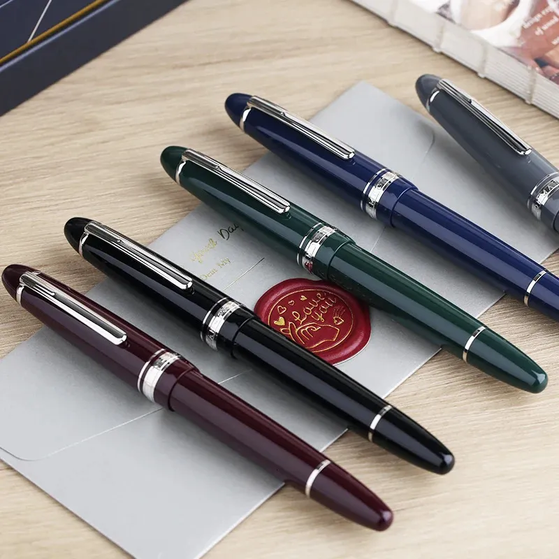 Majohn P136 Metal Copper Piston Resin Fountain Pen 20 Ink Windows EF/F/M/Flat Nib Office School Supplies Ink Writing Gift Pen 240409