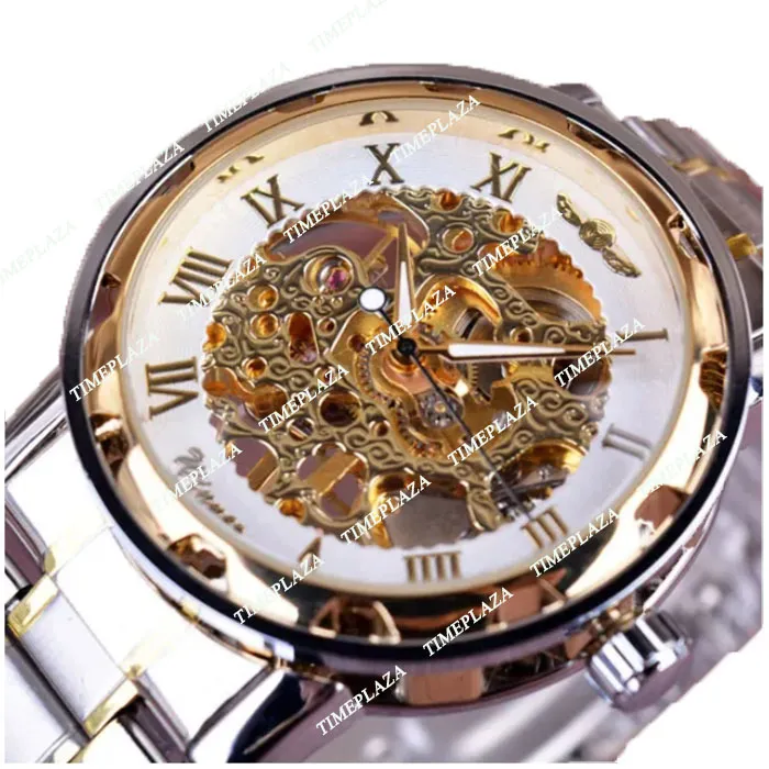 2024 Neue transparente Goldmänneruhr, luxuriöse mechanische Skeleton -Uhr, lässiges Armbanduhr für Männer