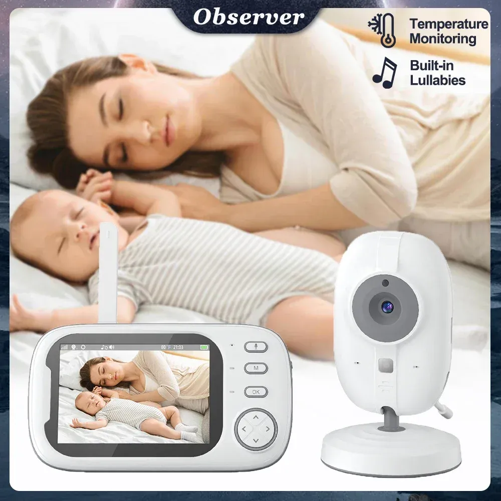 Camera 3,5 inch draadloze videokleur babymonitor hoge resolutie baby nanny beveiligingscamera temperatuur monitoring nacht visie amb600