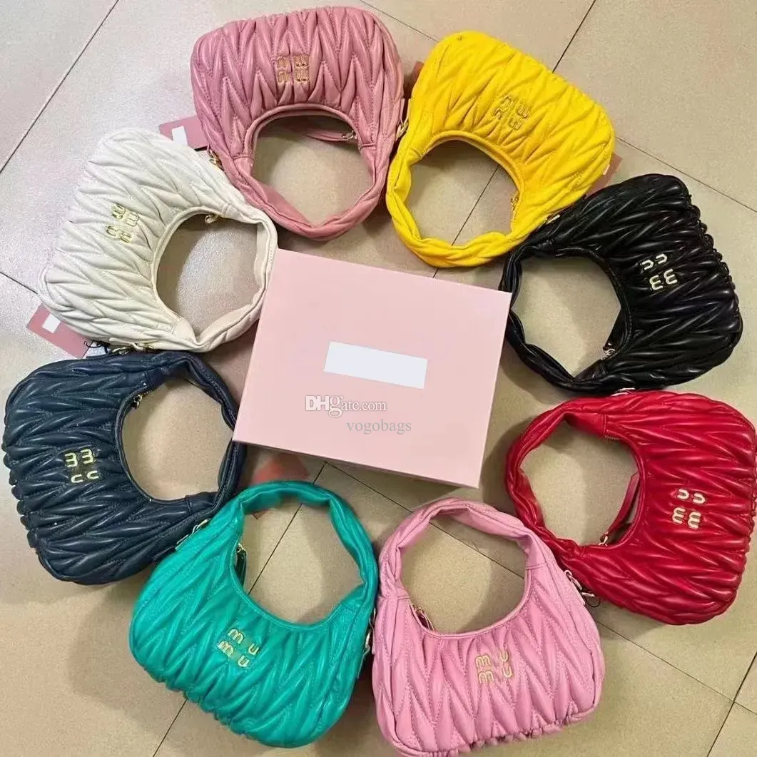 Luxury Women's Pink Designer Cleo Bag Miui Satchel Tygväskor Wander Matelasse Underarm Hobo äkta läder med axelbandkopplingar Purses Handbag Crossbody Påsar