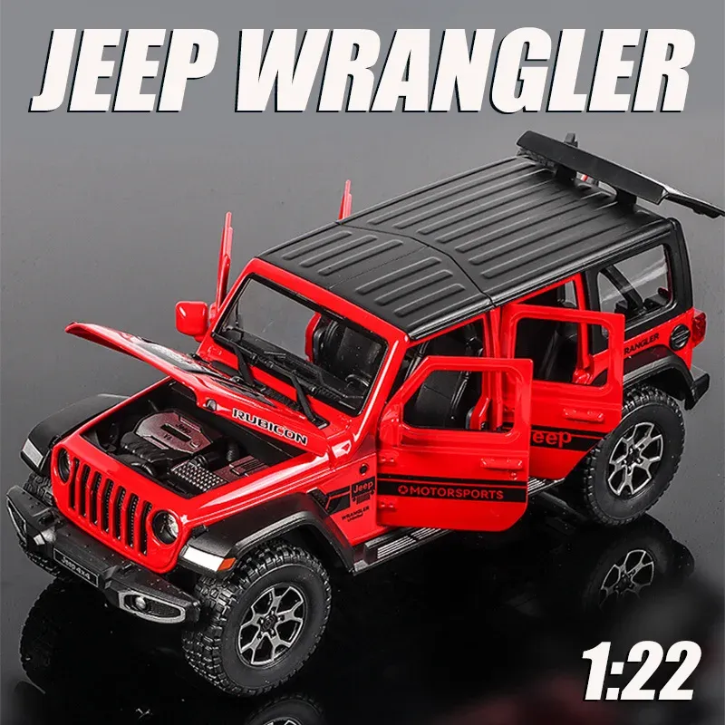 CAR 1/22 Jeeps Wrangler Ofroad SUV Model Modelo de auto Capazón de metal Modelo de metal Modelo Simulación de juguete Regalo de juguete para niños