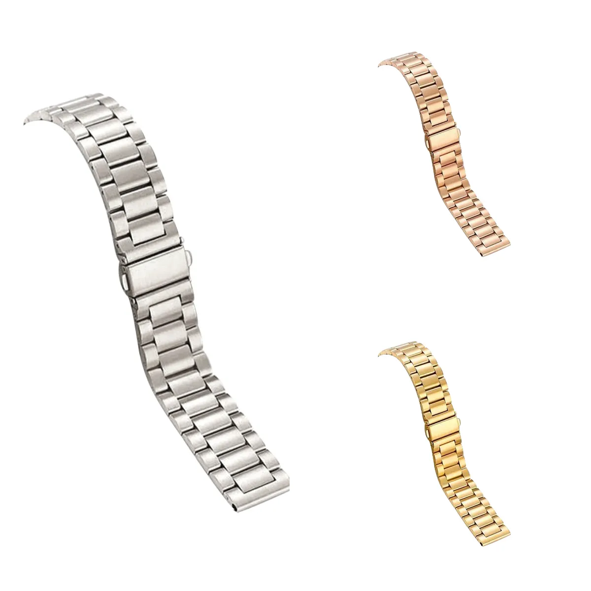 Högkvalitativa män wmoen Watchbands Luxury Watch Belt för Mens Womens rostfritt stålklåsband Armband Band Trevliga Watch Bands Rose Gold 21mm Metal Strap Watchband