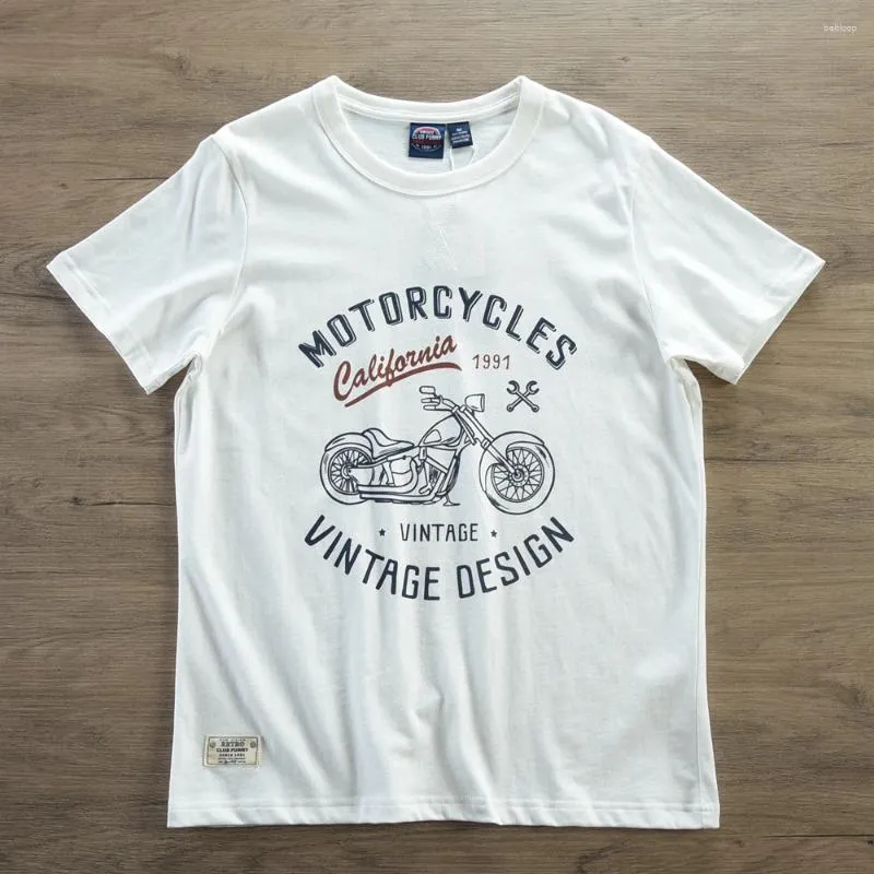 Men's T Shirts 2024 Summer American Retro Short Sleeve O-neck Letter Motorcyce Printed T-shirt Simple Cotton Washed Casual Tops