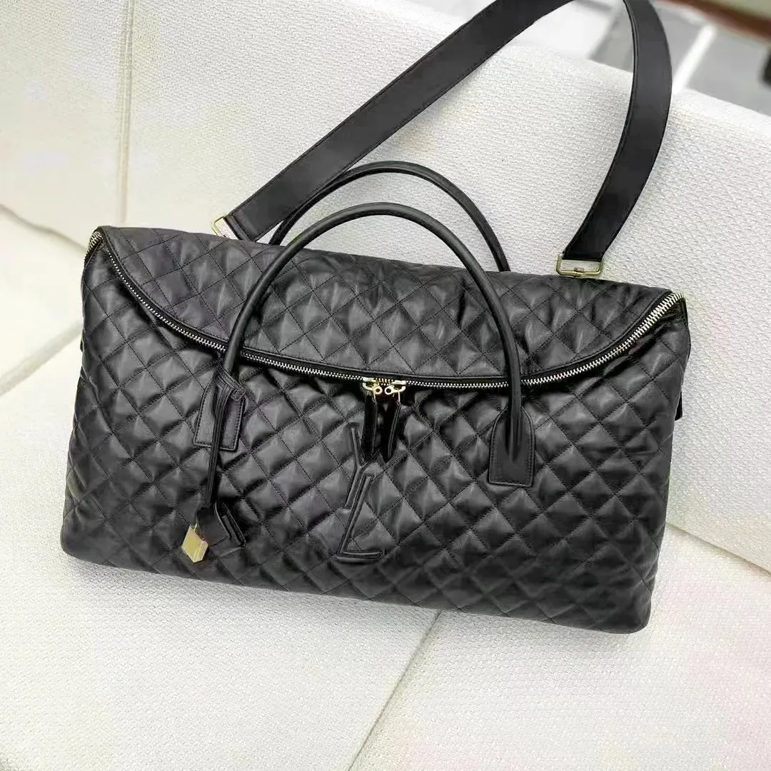 Echte lederen es gewatteerde tote ontwerper Duffer Bag dames man luxurys handtas koppeling mode topgreep tas crossbody weekender reizen plunfel bagage schoudertas