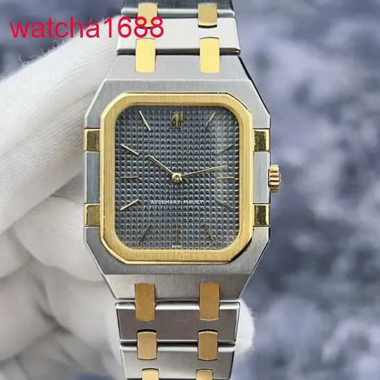 Heren AP Polshorloge Dames kijken 18k/fijn stalen materiaal Kwartsbeweging Dark Gray Dial Gold Watch