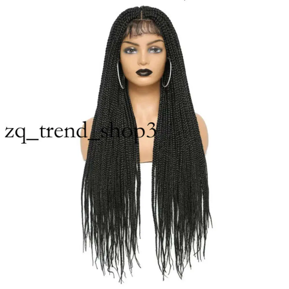 Long Ombre Box trançado 4x4 perucas de renda com tranças de torção de cabelos para bebês perucas frontais de renda para mulheres negras peruca de cosplay sintética 30 polegadas 36