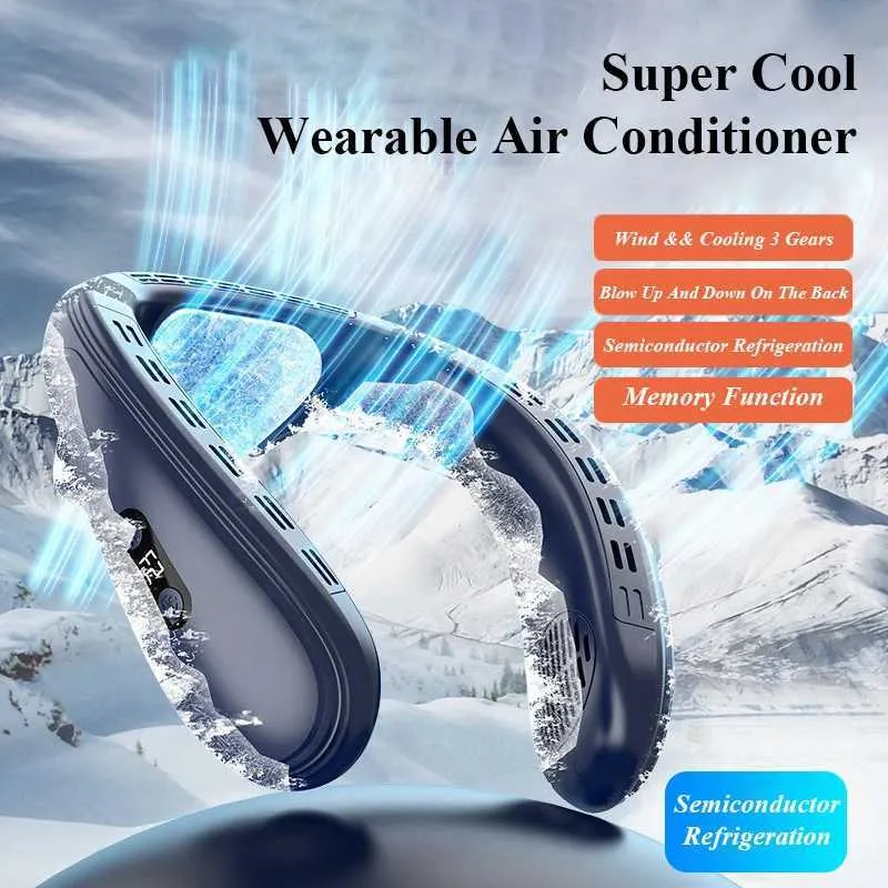 Portable Air Coolers New neck air conditioner portable neck fan charging semiconductor cooling bladeless fan outdoor personal fan wearable cooler Y240422