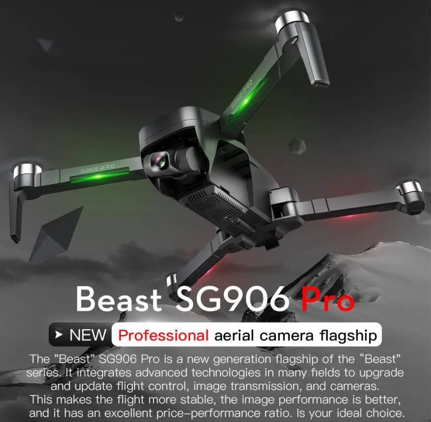 SG906PRO 4K Pliage RC Drone Dual GPS HD Pographie aérienne Optical Flow Remote Controne Drone TwoAxis Drone Helicopter6193853