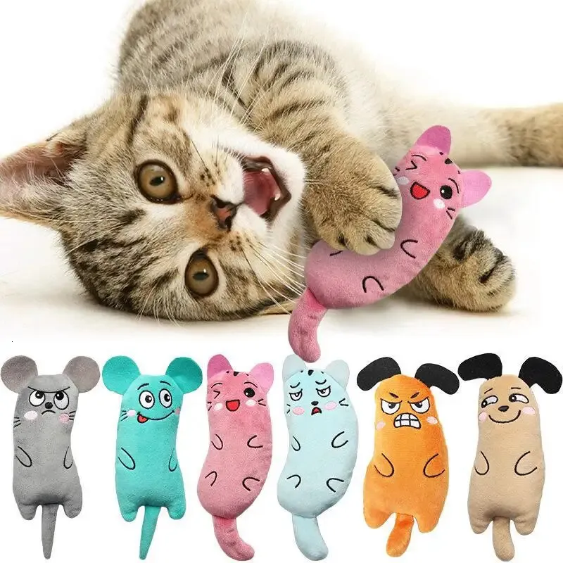 Jouets de chat mignons drôles de jouets en peluche interactive mini-dents broyant le chaton chaton mâchage des animaux de compagnie grinçants 240410