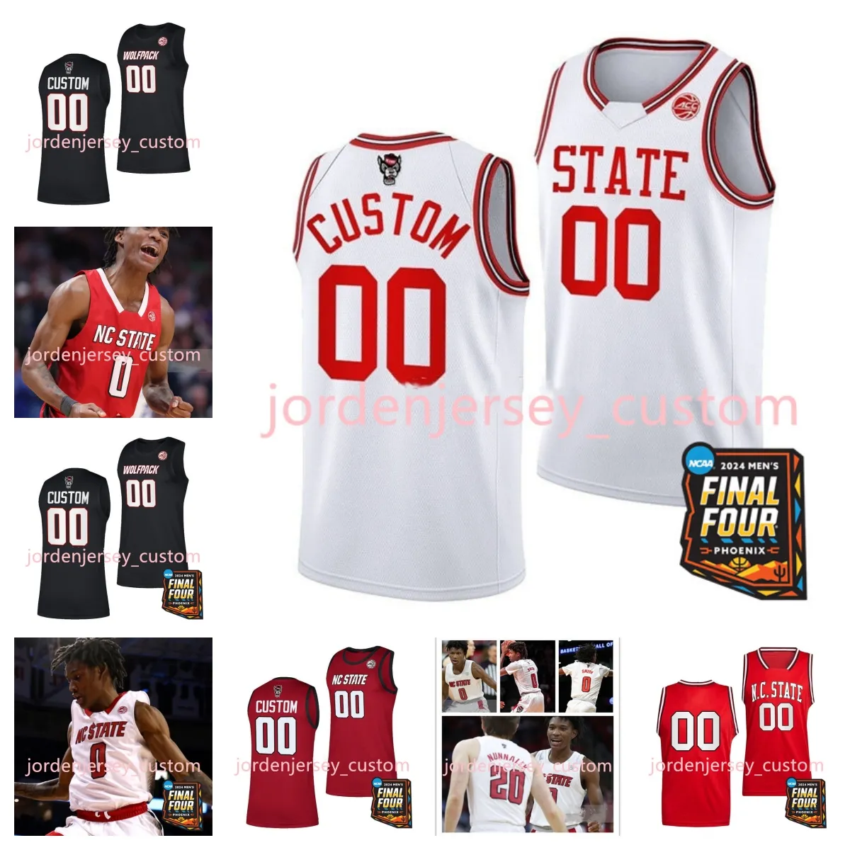 2024 Final Four 3 MJ Rice NC State Basketball Stiched Jersey 11 Dennis Parker Jr. 1 Jayden Taylor NC State Wolfpack Custom Jersey Women Youth 4 Spud Webb 24 Ernest Ross