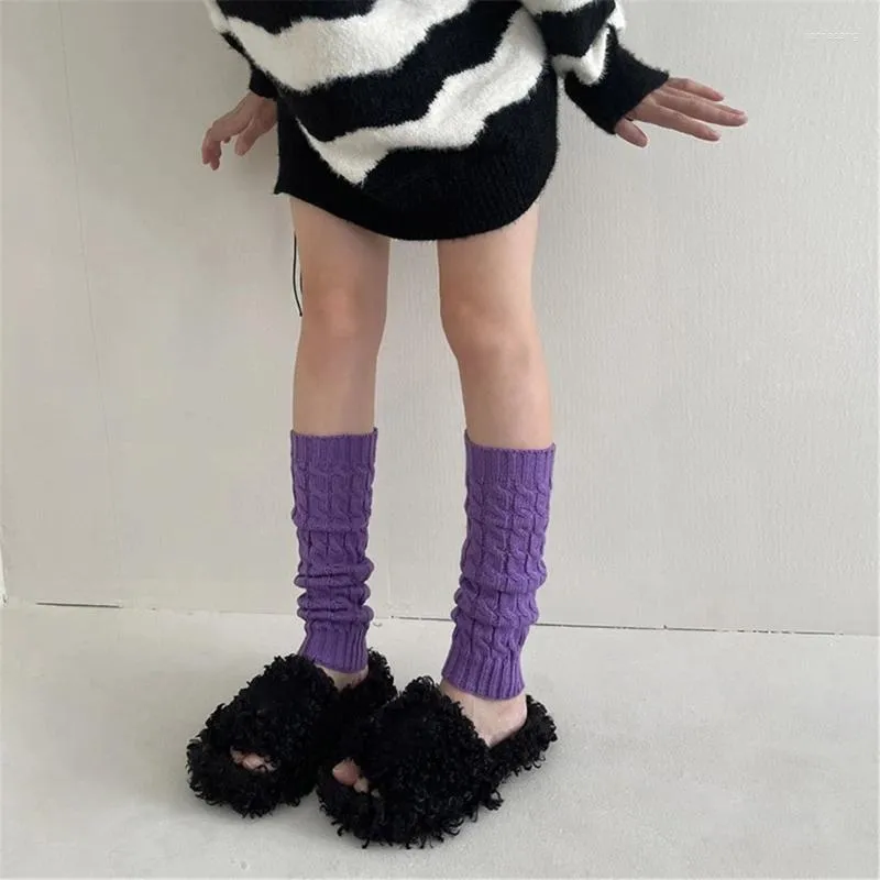 Women Socken Twist Strick Stiefel Manschetten Fußabdeckung Feste Süßigkeiten Farbe dehnbar