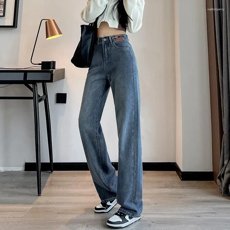 Priorité de qualité des jeans pour femmes Sincallable Tempérament Femme Straight Loose Online Celebrity Wide-Leg avec le style.