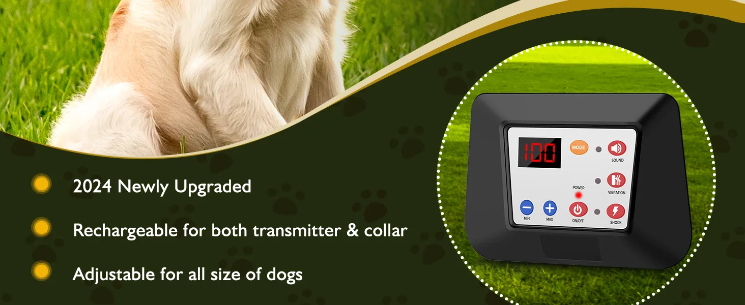 JUSTPET Dog Wireless Fence Training Collar Outdoor 2-in-1 System