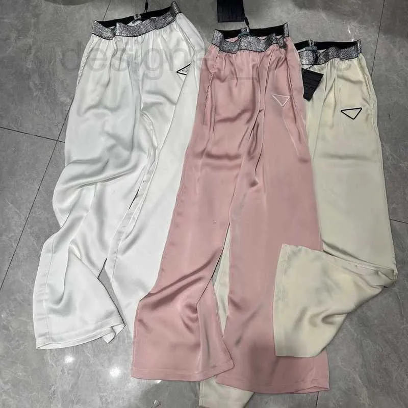 Kvinnor Pants Capris Designer 24 Spring/Summer Triangle Letter broderi Elastisk midjepanel Kontrast Color Casual Ben Pants For Women 0K33