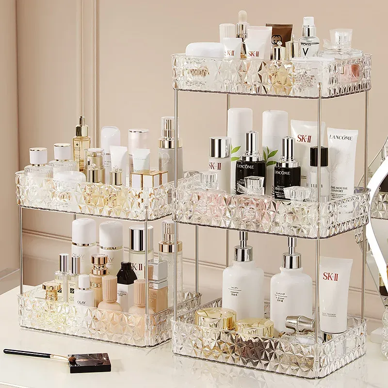 Organizzazione Scaffale per organizzatore di stoccaggio acrilico di bagno per la casa cucina trucco shampoo shampoo rossetto porta da tavolo rack da scrivania cosmetica