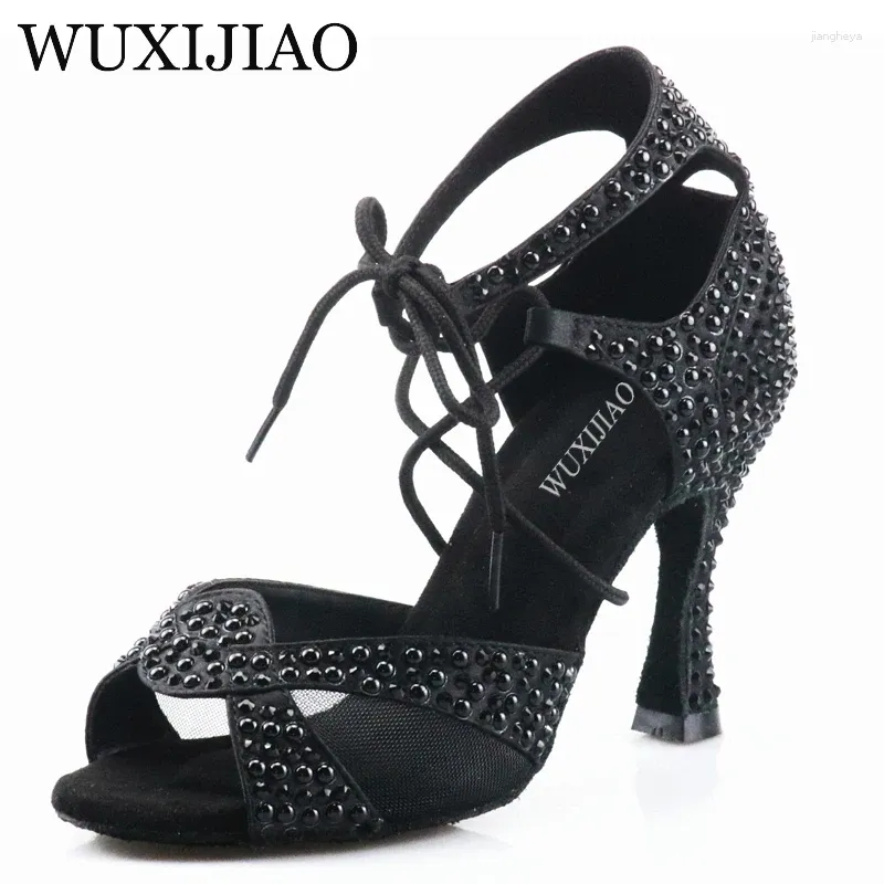 حذاء الرقص Wuxijiao Pearl Rhinestone Latin Women Ballroom Professional Profession