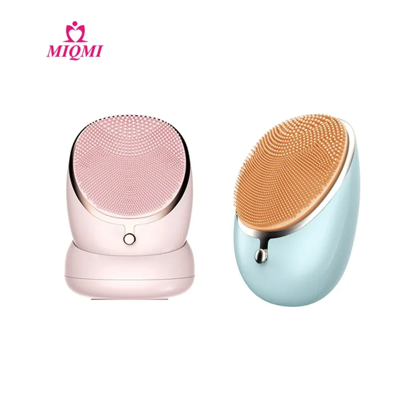 Scrubbers Miqmi Brush de limpeza facial, escova de face da pele, massageador aquecido de 3 em 1, vibrações sonoras para 6x de limpeza mais profunda, para mulheres e homens