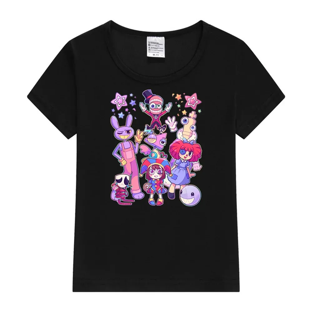 T-shirts l'incroyable cirque numérique tshirts enfants à manches courtes garçons filles dessin animé pomni tops vêtements décontractés printemps été