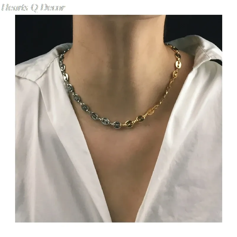 Ожерелья латунь с 18 -каратным золотым 2 тонированным кофером, связанным с ожерельем, классический ol ol -дизайнер T Show Runway Sweet Boho Japan Corean Ins Hiphop Top