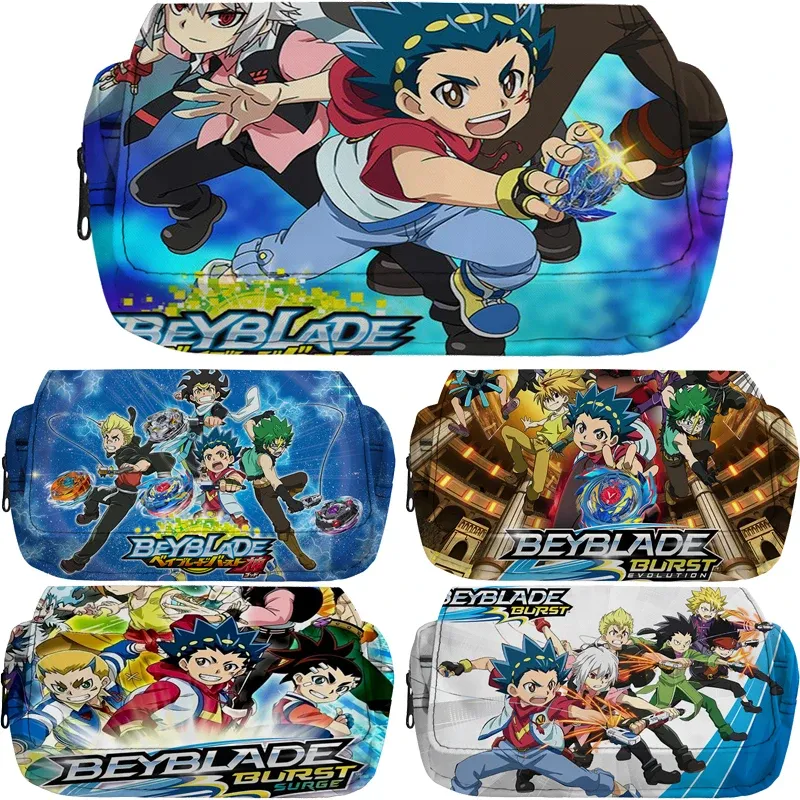 Caisses anime beyblade crayon crayon toile petit cas de cosmétique crayon à la glissière