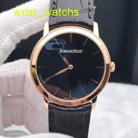 AP GRESTest Wrist Watch 18K Rose Gold Automical Mechanical 41mm Black Dial Mens 15180or.oo.a002cr.01 Crocodile Leather Watch Strap