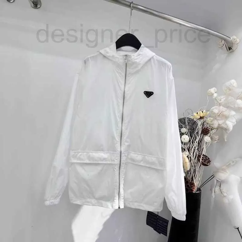 Women's Jackets Designer 24 Summer Simple Drawstring Hooded Logo Decoration Casual Light and Thin Nylon Sun proof Charge Coat for Women QBF8