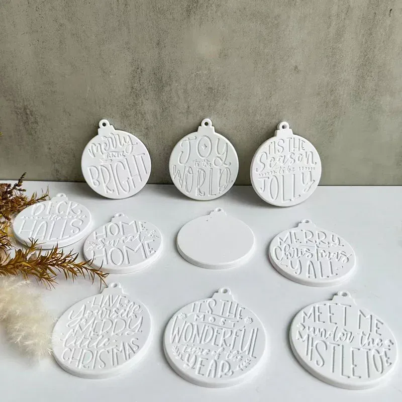 Ceramika 2pcs świąteczny ornament kulki silikonowa forma DIY okrągła litera klęska kluczycy wisiorek tworzący plaster