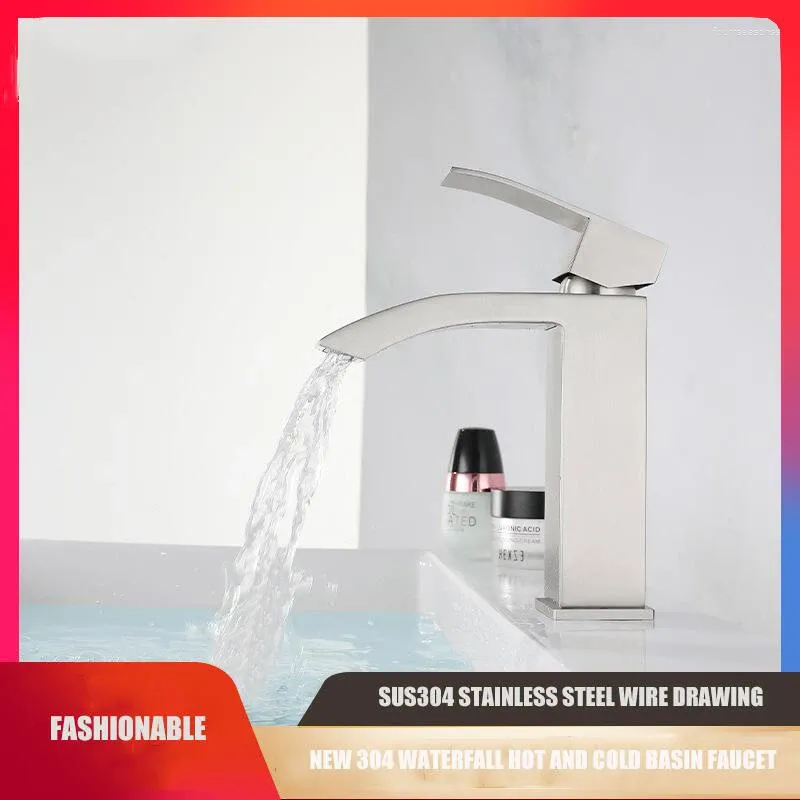 Bathroom Sink Faucets Stainless Steel Brushed Cabinet Wash Basin And Cold Waterfall Faucet