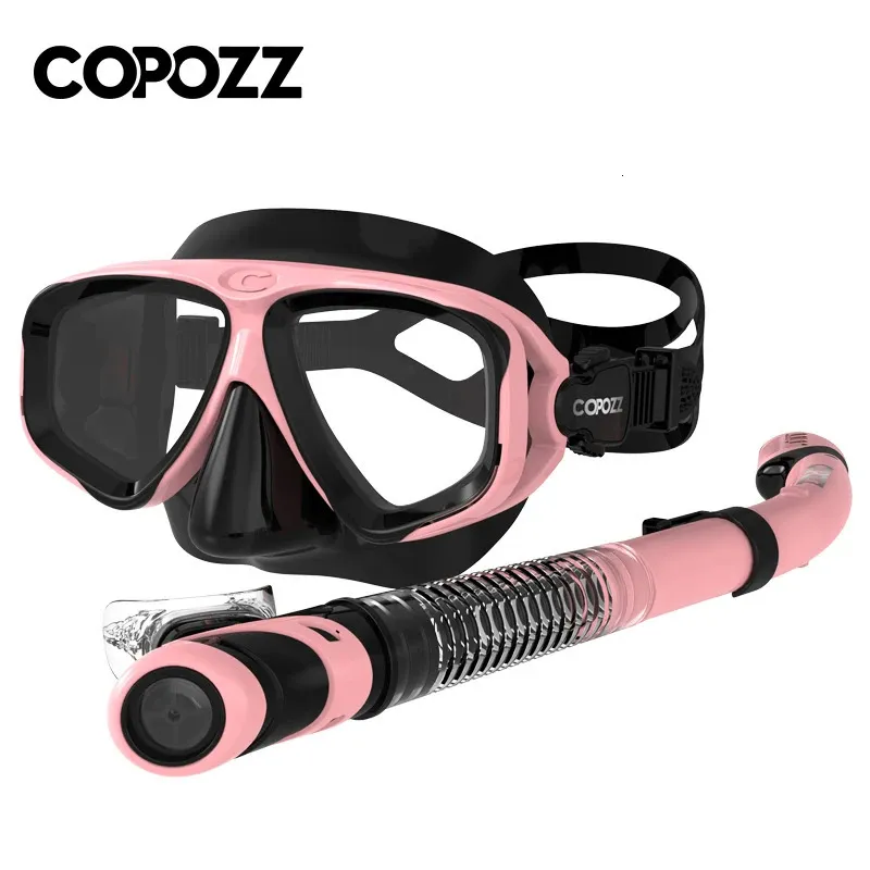 Copozz scuba dykmask set anti dimma glasögon med snorkelglasögon rör justerbar rem för kvinnor män vuxen simmask 240410