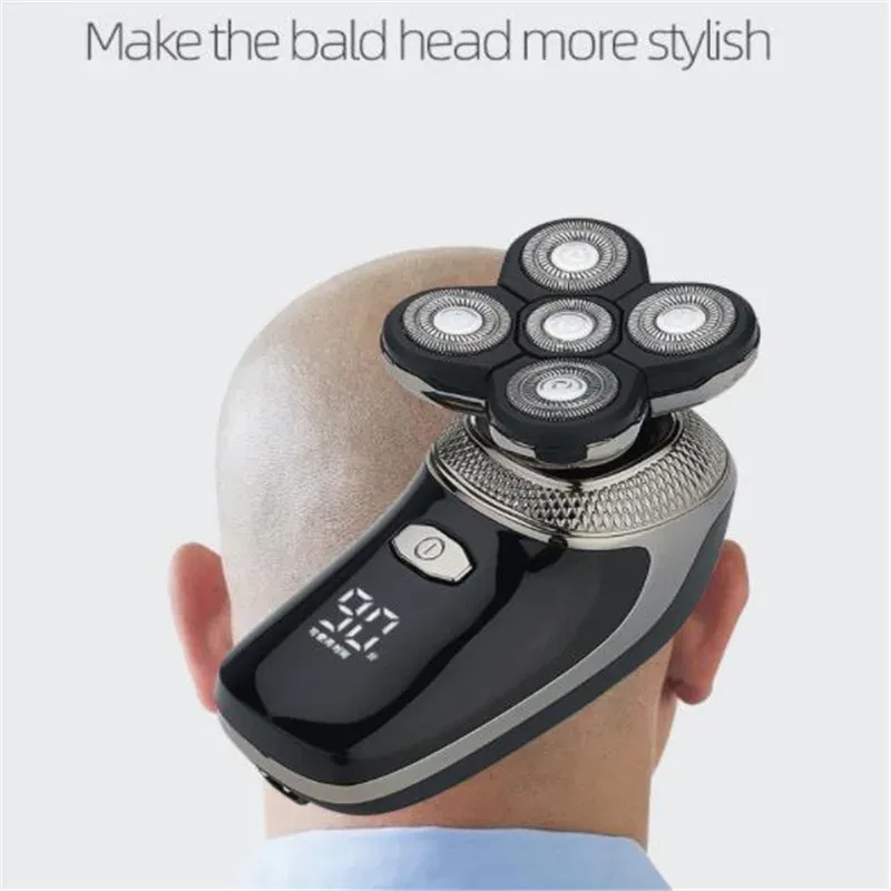 Rakare Washable Electric Bald Head Shaver 5d Man Skull Razor Floating Rotary Shaving Machine Barehead Shave Beard Face Grooming Clipper