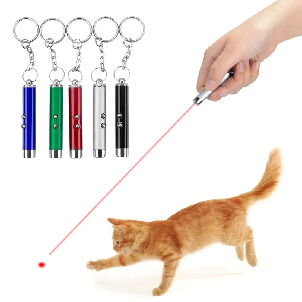 Toys mini-chat keychain pointeur amusant avec batterie légère portable pointeur de pointeur LED TORCH TORCH PET CAT Tickle Toy Lampe de poche