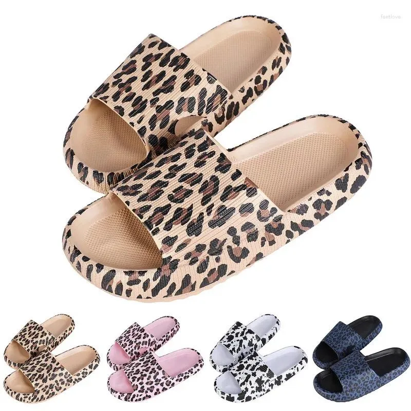 Slippers Leopard Thick Platform For Women Home Soft Sole Pillow Slides Sandals Woman 2024 Summer Beach Non Slip Flip Flops 44-45