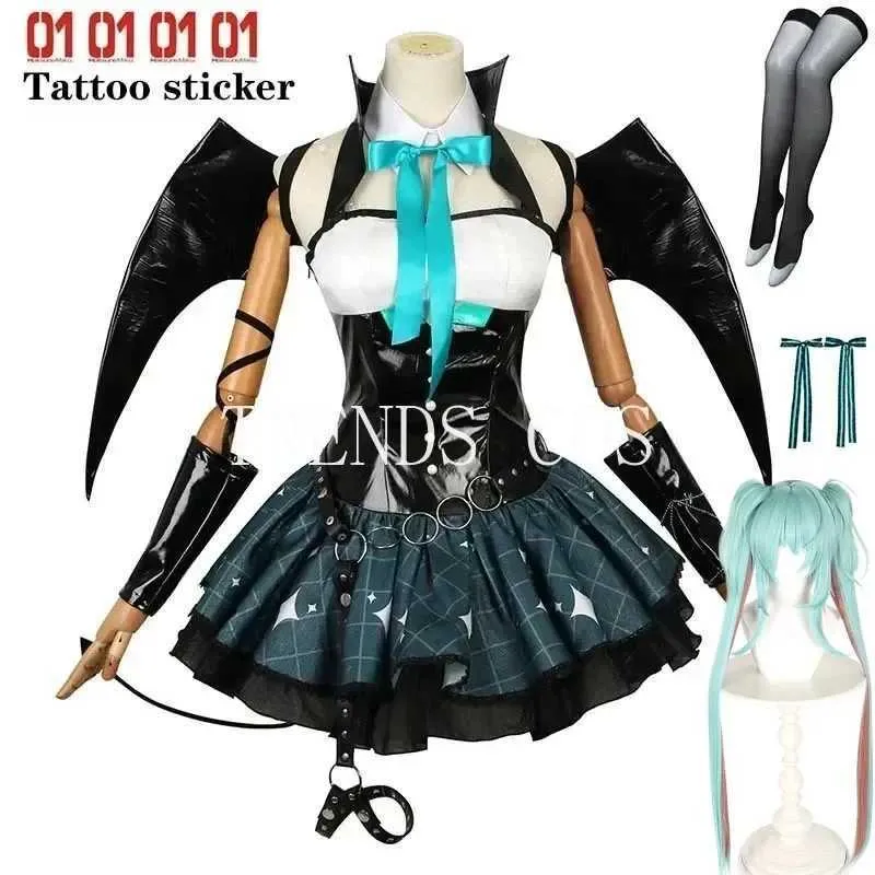 Costumes d'anime Petit démon miku cosplay vient mignon costume de robe de fête pour miku cosplay sorcière vampire petit démon robe mikuu avec ailes y240422